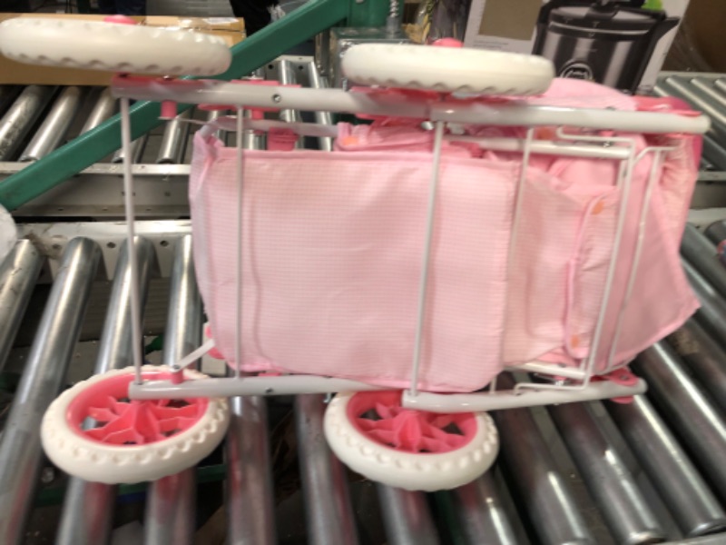 Photo 2 of Badger Basket 3-in-1 Doll Pram, Carrier, and Stroller (fits 18 inch Dolls), Pink Gingham