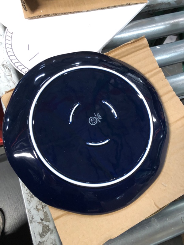 Photo 1 of 10" PLATES ONLY 3 COUNT*
Stone Lain Porcelain  Blue and Golden Rim, Dark Blue