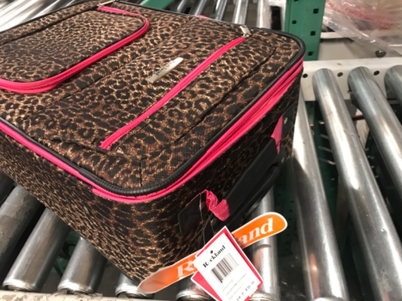 Photo 4 of Rockland Fashion Softside Upright Luggage Set, Pink Leopard, 2-Piece (14/19) 2-Piece Set (14/19) Pink Leopard Standard Packaging