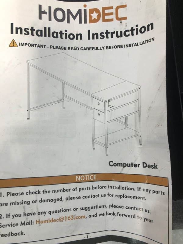 Photo 2 of HOMIDEC Office Desk, Computer Desk with Drawers 47" Study Writing Desks
