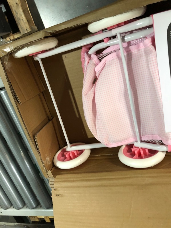 Photo 2 of Badger Basket Folding Doll Umbrella Stroller (fits 18 inch Dolls) - Pink Gingham