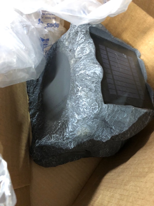 Photo 3 of Innovative Technology Outdoor Rock Speaker Pair - Wireless Bluetooth Speakers for Garden, Patio, Waterproof, Built for all Seasons & Solar Powered with Rechargeable Battery, Music Streaming - Charcoal