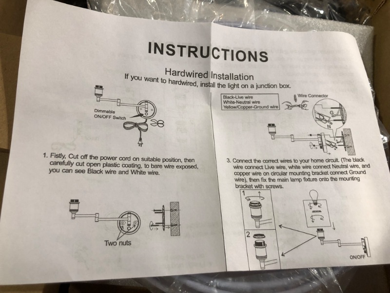 Photo 6 of * used item * see all images *
ENCOMLI Dimmable Plug in Wall Sconces, Swing Arm Wall Lamp with Plug in Cord, 2pcs Bulbs 