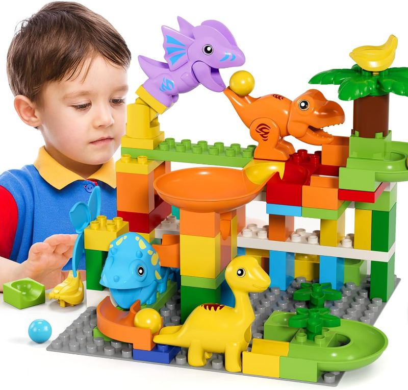 Photo 1 of burgkidz Marble Run Building Blocks Dino Toys: STEM Ball Race Track for Boys & Girls 