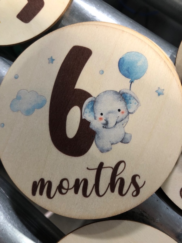 Photo 2 of Stock photo for reference
DAYIMG 16 Pcs Classic Elephant Baby Monthly Milestone Marker Discs Baby Announcement 