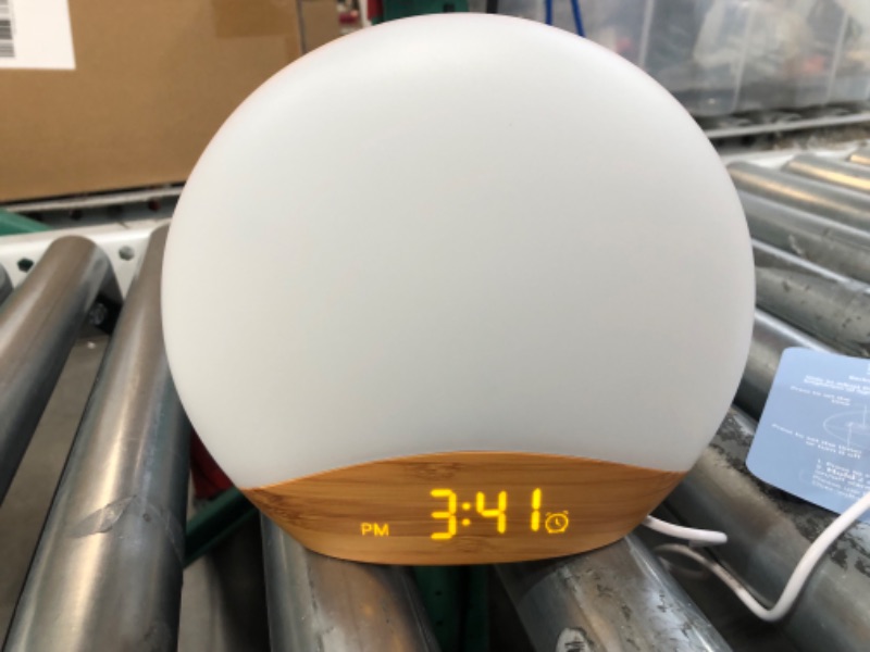 Photo 5 of REACHER Wood Grain Sunrise Alarm Clock and Sound Machine Nightlight, Digital Dimmable 