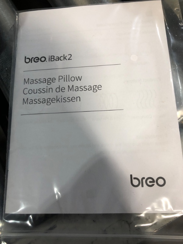 Photo 2 of **PARTS ONLY** 
Breo Back Neck Massager with Heat, Shiatsu Deep Kneading Massage Pillow for Pain Relief 