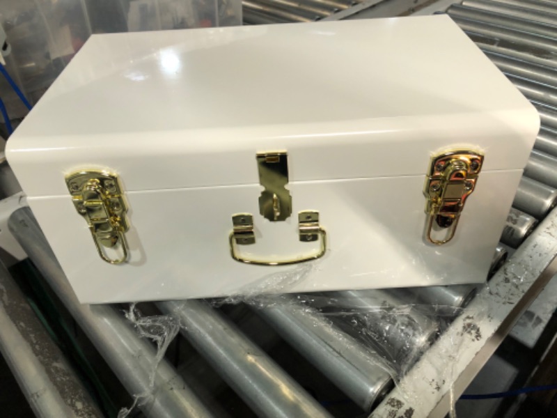 Photo 4 of **READ NOTES BELOW***Zanzer White Trunks Set of 2 - Vintage Style Storage w/Gold Finish Handles & Locks