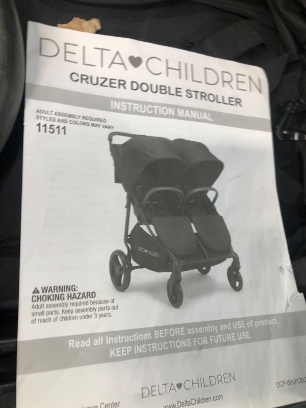 Photo 1 of Delta Children Cruzer Double Stroller – Lightweight Side by Side with Reclining Seats, Black