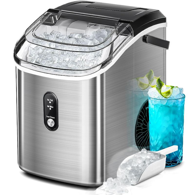 Photo 1 of AGLUCKY Nugget Ice Maker Countertop, Portable Pebble Ice Maker Machine, (Silver)