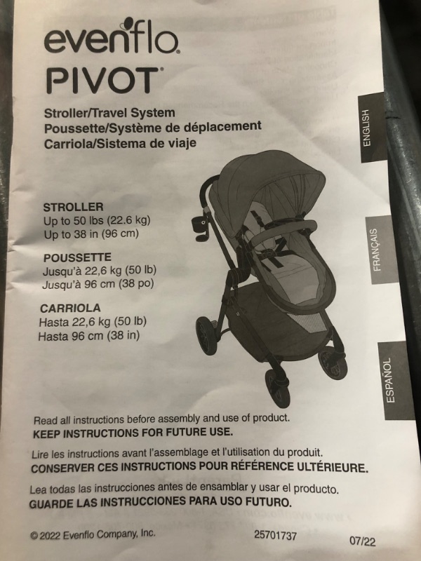 Photo 5 of Evenflo Pivot Modular Travel System with LiteMax Infant Car Seat with Anti-Rebound Bar (Casual Gray)