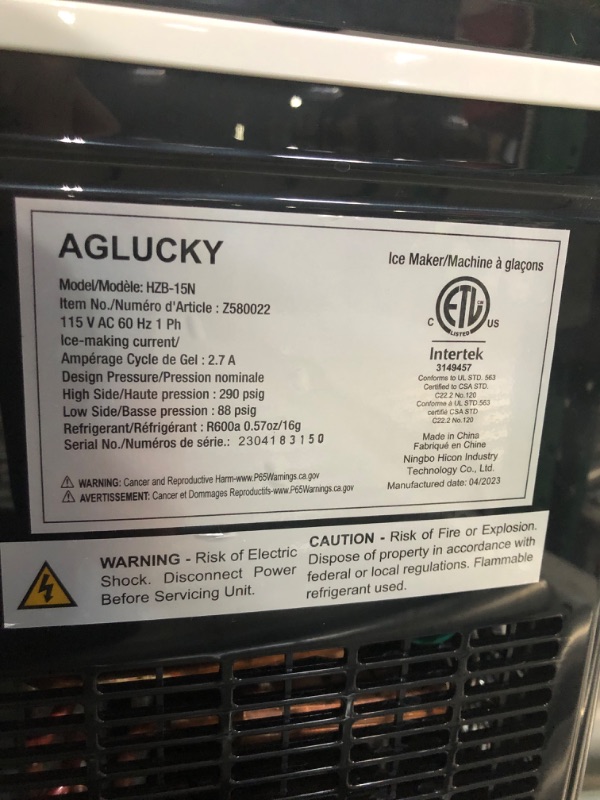 Photo 3 of **PARTS ONLY/ SEE NOTES**
AGLUCKY Nugget Ice Maker Countertop, 