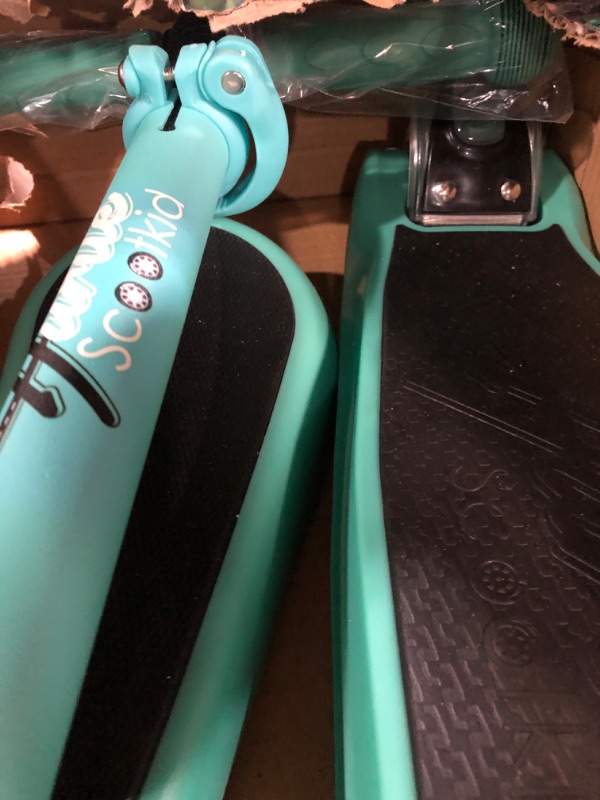 Photo 3 of 3 Wheeled Scooter for Kids - Stand & Cruise Child/Toddlers Toy Folding Kick Scooters w/Adjustable Height- Hurtle HURFS56 Teal