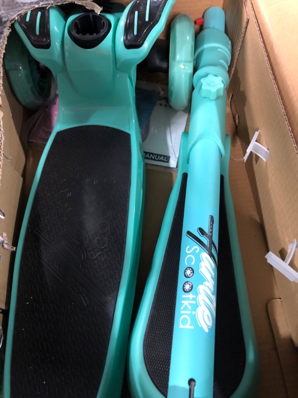 Photo 2 of 3 Wheeled Scooter for Kids - Stand & Cruise Child/Toddlers Toy Folding Kick Scooters w/Adjustable Height- Hurtle HURFS56 Teal