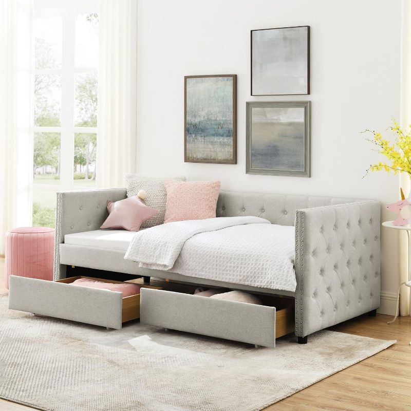 Photo 1 of **NONREFUNDABLE**FOR PARTS OR REPAAIR**SEE NOTES**
***STOCK IMAGE FOR SAMPLE***
Twin Daybed with Storage, Modern Sofa Bed with Drawer, Pink Day Bed Pink

