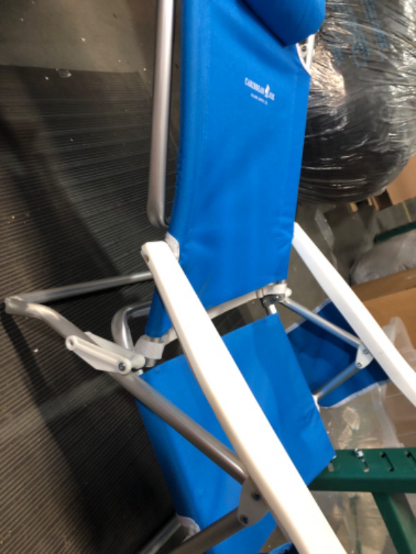 Photo 1 of Caribbean Joe Folding Beach Chair, 5 Position Lightweight, Portable Reclining Blue
