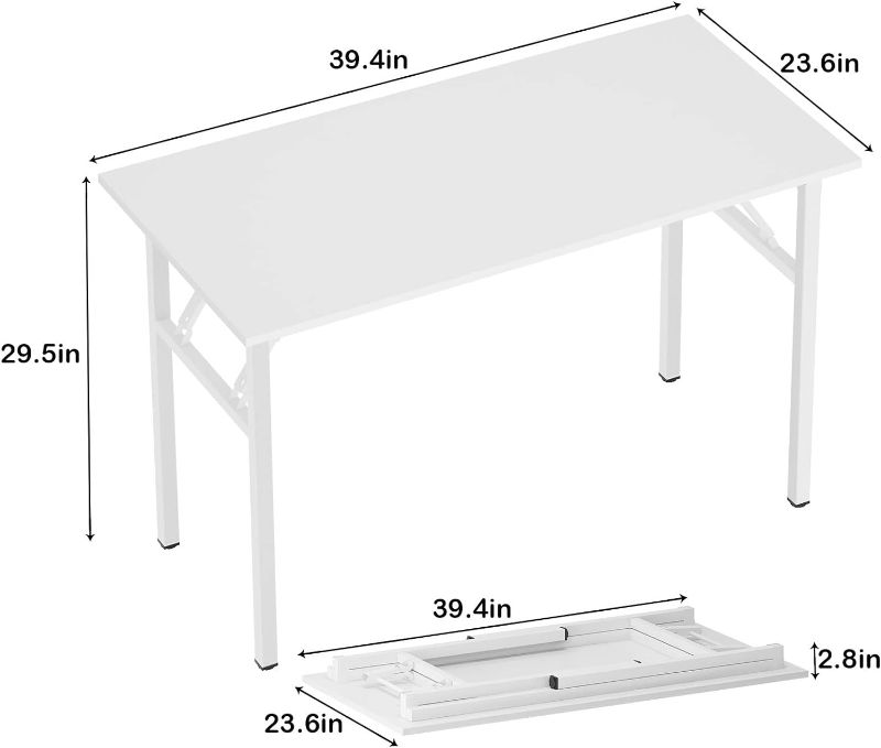 Photo 5 of (READ NOTES) Need Folding Desk for Home Office 39-3/8" Length Modern White Color AC5DW(100 * 60)