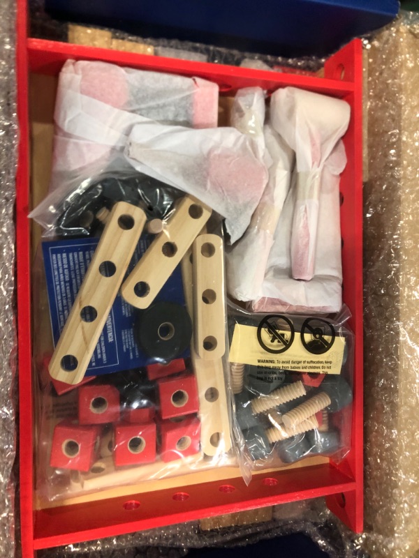 Photo 1 of WORKPRO Wooden Workbench Kit Kids Tool Bench, Building Toy Set 70pc Wooden Workbench