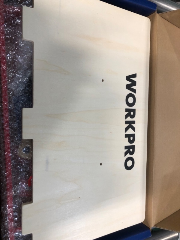 Photo 1 of WORKPRO Wooden Workbench Kit Kids Tool Bench, Building Toy Set 70pc Wooden Workbench