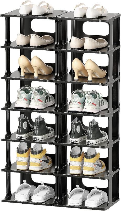 Photo 1 of Plastic Shoe Rack 12Tier Storage Rack for Entryway Organizer for Closet Narrow Shelf Cabinet 