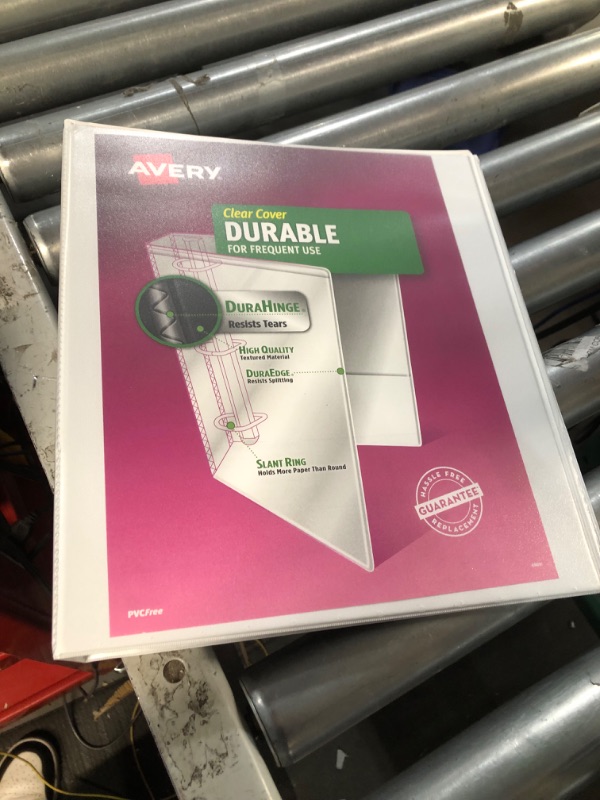 Photo 3 of Avery 17012 Durable View Binder, 1-Inch Cap. Slant Rings, 8-1/2 X 11, White, 1/Ea