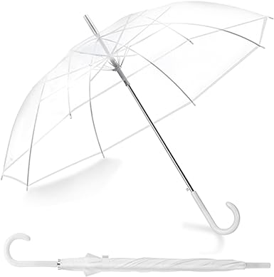 Photo 1 of Liberty Imports Large Clear Umbrella, Rain & Windproof Transparent Auto Open Stick Umbrella - Perfect for Photo Prop, Weddings, Prom, Travel and Outdoor Events - Curved Handle with Deluxe Finish