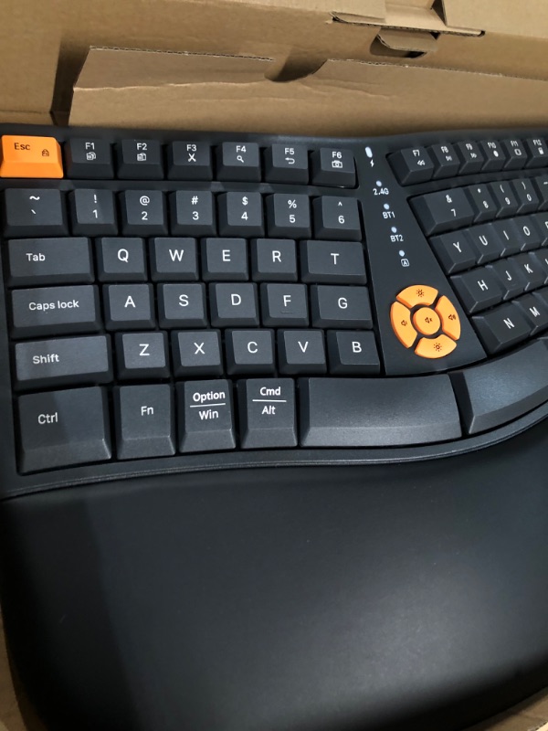 Photo 6 of DeLUX Wireless Ergonomic Keyboard, Ergo Split Keyboard with Palm Rest for Natural Typing, 2.4G and Bluetooth, Full Size and US Layout, Compatible with Windows and Mac OS (GM905-Graphite)