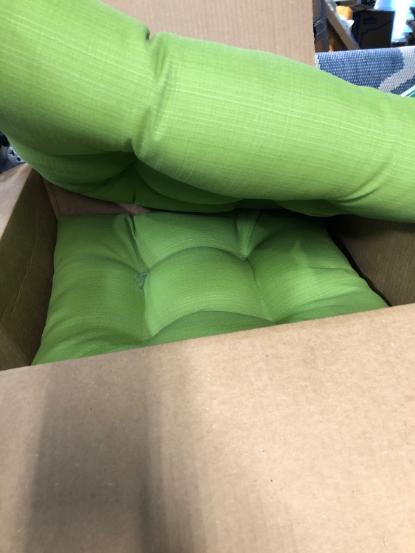 Photo 1 of ****STOCK IMAGE FOR SAMPLE****
Pillow Perfect Forsyth Solid Indoor/Outdoor Wicker Patio Seat Cushions, Plush Fiber Fill, Weather and Fade Resistant, 2 Count, Green, Round Corner 19"x19" Green Round Corner - 19" x 19"