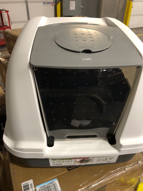 Photo 3 of **DAMAGE**
Catit Airsift Jumbo Hooded Cat Litter Pan, Warm Gray