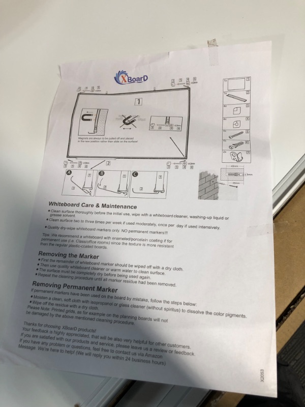 Photo 3 of XBoard Magnetic Dry Erase Board/Whiteboard, 36 X 24 Inches, Double Sided White Board,1 Dry Eraser & 3 Dry Erase Markers & 4 Push Pin Magnets 36" x 24"