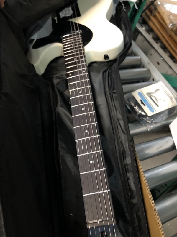 Photo 7 of Asmuse Electric Guitar (Snow white, with Black Pickguard) Bundle with Standard Gig Bag, and 6-String Nickel-Plated Strings (3 Items)