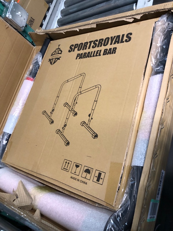 Photo 1 of Sportsroyals Dip Bar, Adjustable Parallel Bars for Home Workout, Dip Station with (400/1200LBS) Loading Capacity red