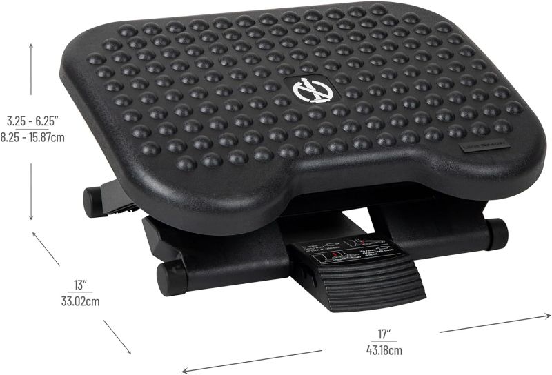 Photo 4 of (READ NOTES) Mind Reader Foot Rest, Foot Stool, Under Desk at Work, Ergonomic, Height Adjustable, Office, 17"L x 13"W x 6.25"H, Black
