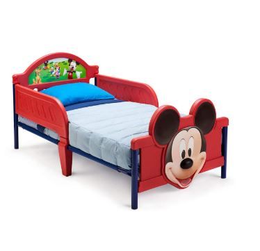 Photo 1 of Delta Children 3D-Footboard Toddler Bed, Disney Mickey Mouse Twinkle Galaxy Dual Sided Recycled Fiber Core Toddler