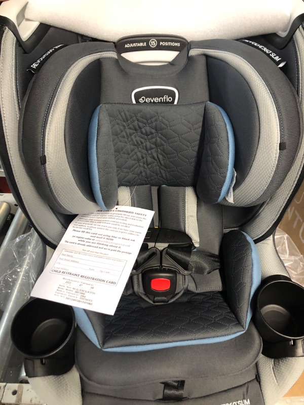 Photo 4 of Evenflo Revolve360 Slim 2-in-1 Rotational Car Seat with Quick Clean Cover (Stow Blue) Revolve Slim Quick Clean Cover Stow Blue 