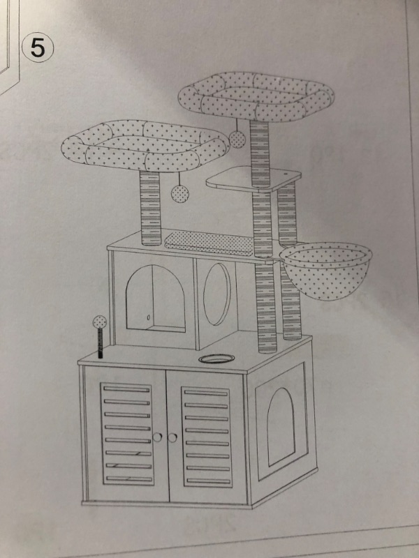 Photo 2 of *SEE NOTES* Cat Tree Cat Tower with Scratching Posts, Litter Box Enclosure Furniture for Indoor Cats