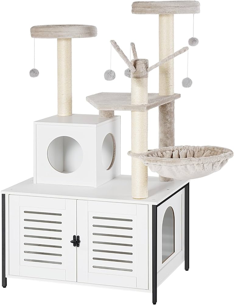 Photo 1 of *SEE NOTES* Cat Tree Cat Tower with Scratching Posts, Litter Box Enclosure Furniture for Indoor Cats