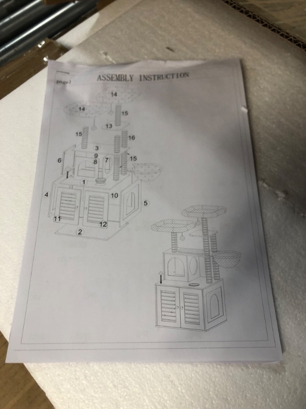 Photo 5 of *SEE NOTES* Cat Tree Cat Tower with Scratching Posts, Litter Box Enclosure Furniture for Indoor Cats
