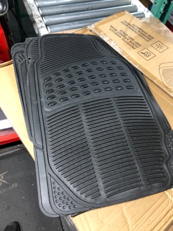 Photo 3 of BDK ProLiner Floor Mats for Cars Trucks SUV, Black 3-Piece Heavy Duty Car Mats with Universal Fit Design, All Weather Car Floor Liners Black 3PC Front & Rear