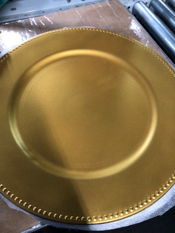 Photo 2 of [STOCK PHOTO] Dandat 50 Pack 13 Inch Charger Plates Plastic Round Dinner Plate GOLD