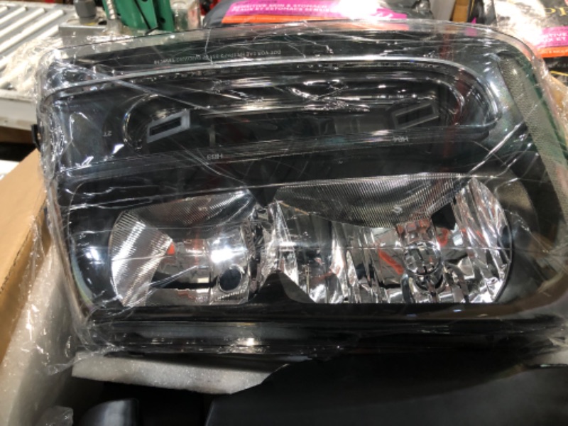 Photo 2 of DWVO Headlight Assembly Compatible with 2003-2006 Chevy Avalanche Silverado 1500 2500 3500/2007 Chevrolet Silverado Classic (Black) A Black Housing Clear Reflector OE Replacement