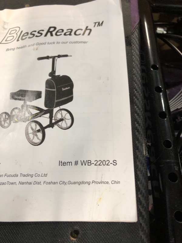 Photo 3 of BlessReach Steerable Knee Walker Deluxe Medical Scooter for Foot Injuries Compact Crutches, 2022 Upgraded Model with Dual Rear on-Wheel Brake and Shock Absorption Under The Knee pad,Purple