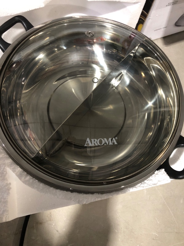 Photo 4 of * lid missing handle * 
Aroma Housewares ASP-610 Dual-Sided Shabu Hot Pot, 5Qt, Stainless Steel Aroma Housewares 3 Uncooked/6 Cups Cooked Rice Cooker,