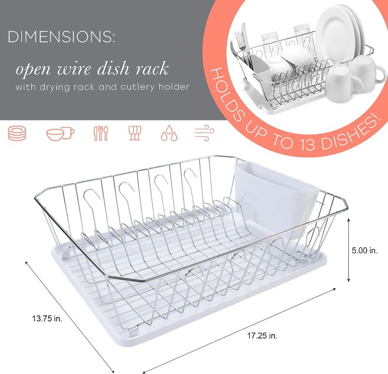 Photo 1 of *MISSING BOTTOM PIECE* Kitchen Details 3 Piece Dish Rack | Drying Rack, Cutlery Basket & Drainboard Tray | Countertop | Self Draining | Rust Resistant | Chrome | 