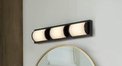 Photo 1 of allen + roth Kinsley 22-in 3-Light Bronze LED Modern/Contemporary Vanity Light Bar