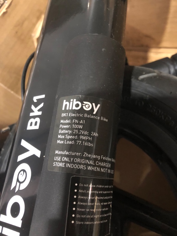 Photo 5 of ***NOT FUNCTIONAL - FOR PARTS ONLY - NONREFUNDABLE - SEE COMMENTS***
Hiboy BK1 Electric Bike for Kids Ages 3-5 Years Old, 24V 100W, Black