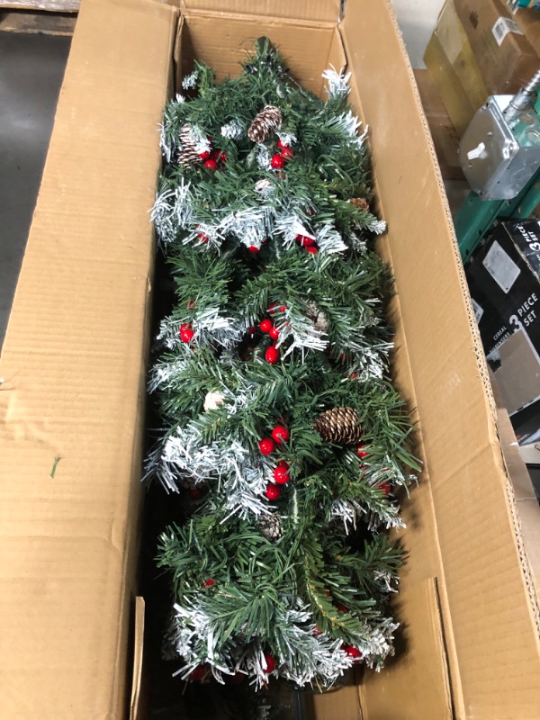 Photo 4 of **LIGHTS DO NOT WORK**  8 Modes Dual Color Switch - 6.5 Ft Prelit Snow Flocked Christmas Tree 826 Branch 58 Pinecone 