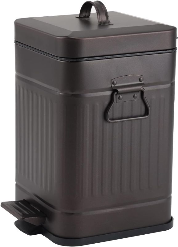 Photo 1 of **STOCK IMAGE IS A REFERENCE**  Bathroom Trash Can, Vintage Metal Garbage Bin - Grey