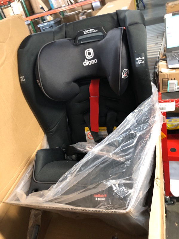 Photo 3 of Diono Radian 3RXT SafePlus, 4-in-1 Convertible Car Seat, Rear and Forward Facing, SafePlus Engineering, 3 Stage -Infant Protection, 10 Years 1 Car Seat, Slim Fit 3 Across, Black Jet 3RXT SafePlus Black Jet