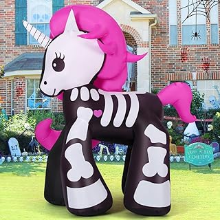 Photo 3 of  Height Halloween Inflatables Decorations Outdoor Cute Skeleton Unicorn, 